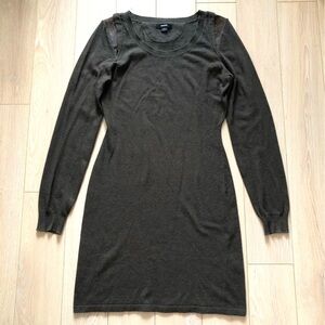 Rudsak Robe Femme Camouflage Detailed Shoulder Knit Dress in Army Green Size S